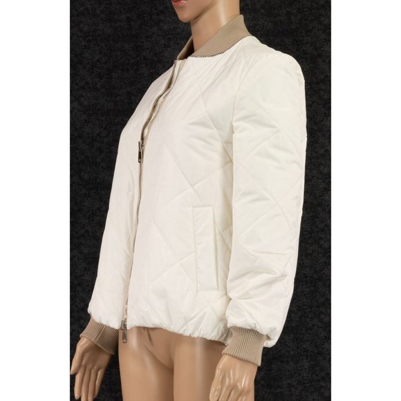 $3995 BRUNELLO CUCINELLI REVERSIBLE QUILTED BOMBER JACKET IN CHALK SIZE 40 - Picture 10 of 16
